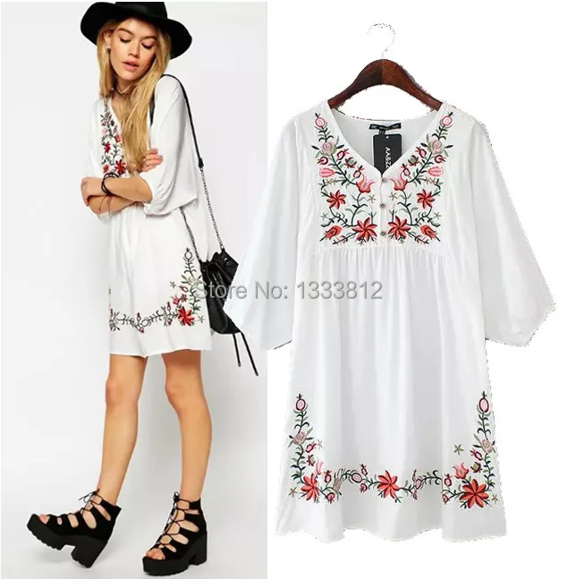 Женское платье с треугольным вырезом вышивкой Лидер продаж 2020|dress loose|embroidered dressdress