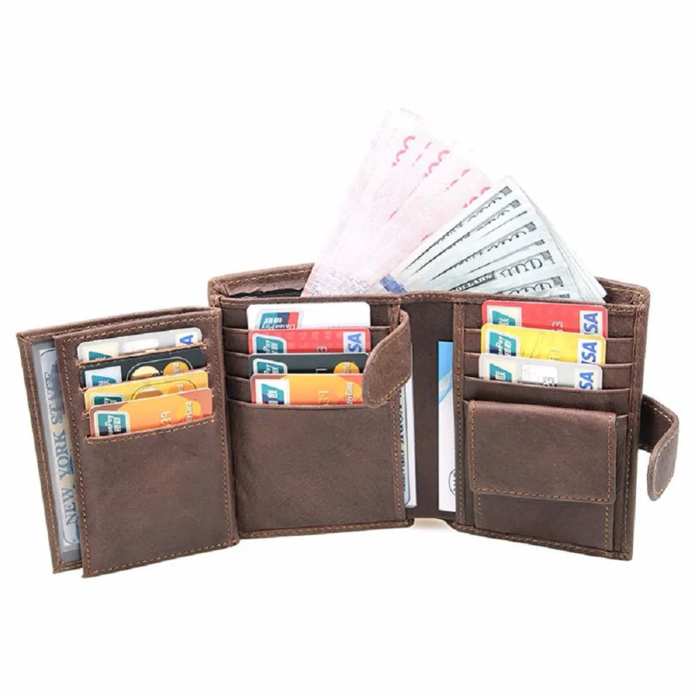 artmi mens leather trifold wallet with double id windows rfid
