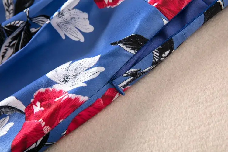 S-XXL Новое поступление модный бренд печати оборками подол дизайнер с круглым вырезом рукав «фонарик» Тонкий рыбий хвост женские платья 14180