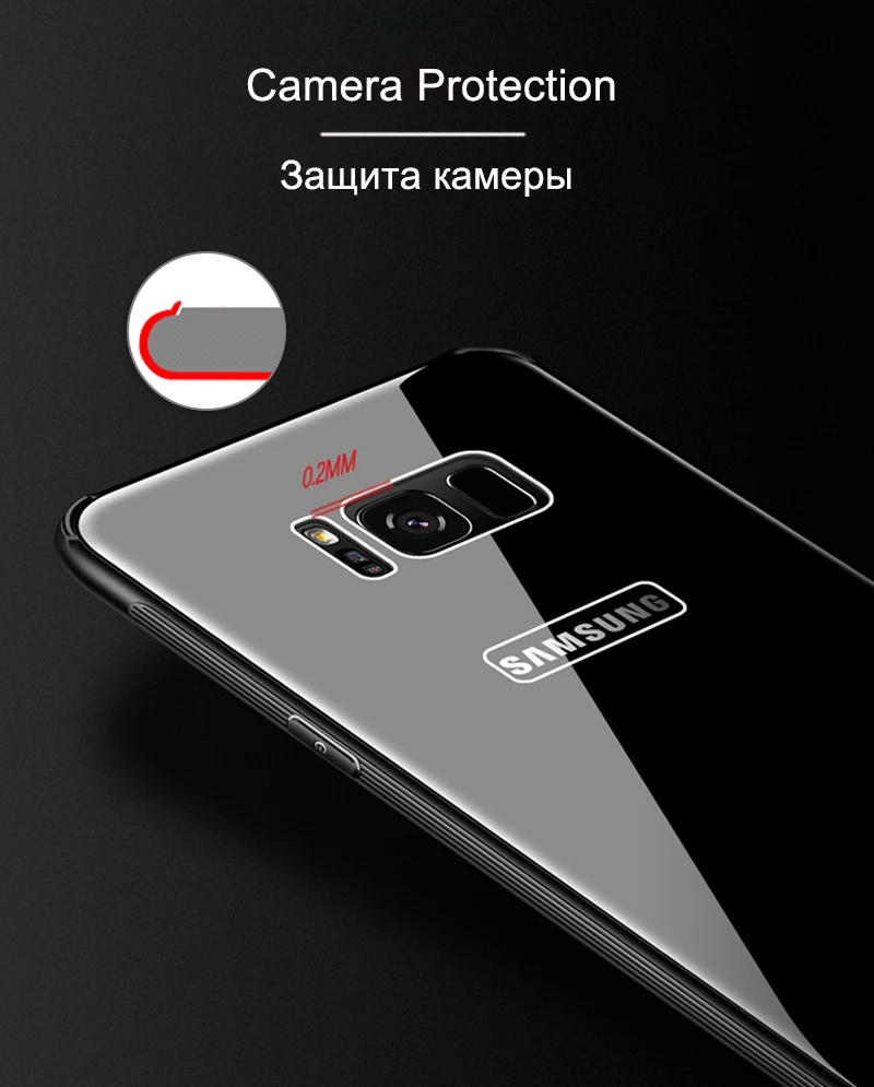 RZP чехол из закаленного стекла для samsung Galaxy S 8 9 NOTE 8, задняя крышка, Жесткий Чехол-бампер для samsung S8 S9 Plus, мягкий ТПУ чехол