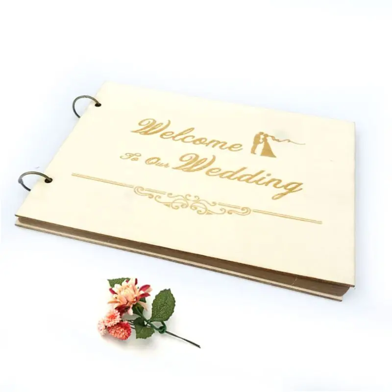 

Welcome to Our Wedding DIY Wedding Guest Book Personalized Rustic Wooden Guestbook Photo Memory Book Album Anniversary Gift