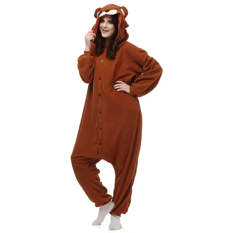 JINUO женские пижамы Пижама унисекс для взрослых пижамы костюм для сна коричневый медведь все в одном для взрослых Пижама