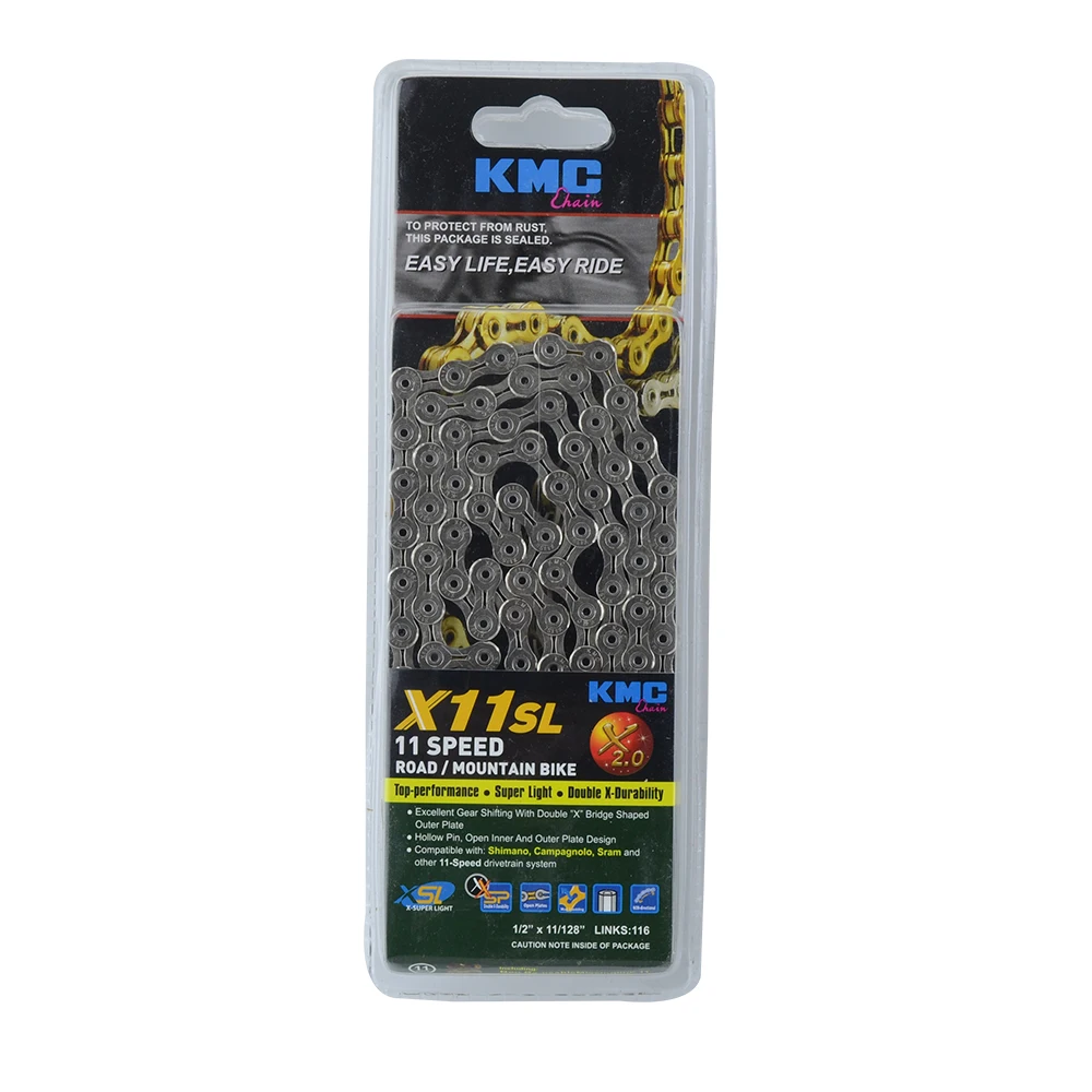 

KMC X11SL Silver 116 Links 11 Speed Bicycle Match Supplies Shift Chain for Road / Mountain Bike