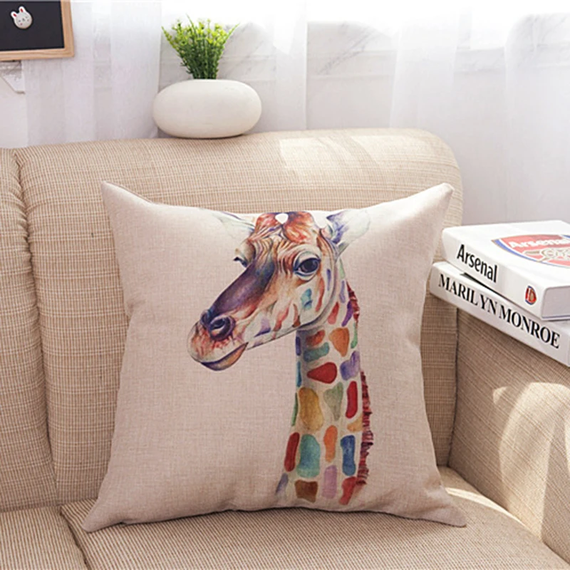 Colorful Animals Cushion Cover Animal Pillow Covers Giraffe Deer Zebra Pillow Case for Home Decoration Pillowcase