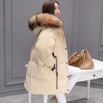 

Winter Parkas Jacket Women Thick Down Cotton Padded Parkas Color Fur Hooded Warm Coat 2018 Female Tops Clothing Solid Overcoat