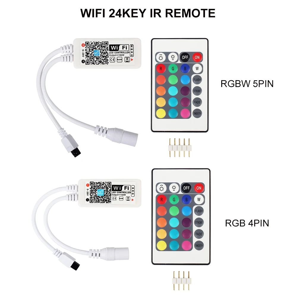 DC 5-24 V Мини WiFi RGB/RGBW светодиодный пульт дистанционного управления с ИК 24Key для RGB RGBW rgbww светодиодные полосы света