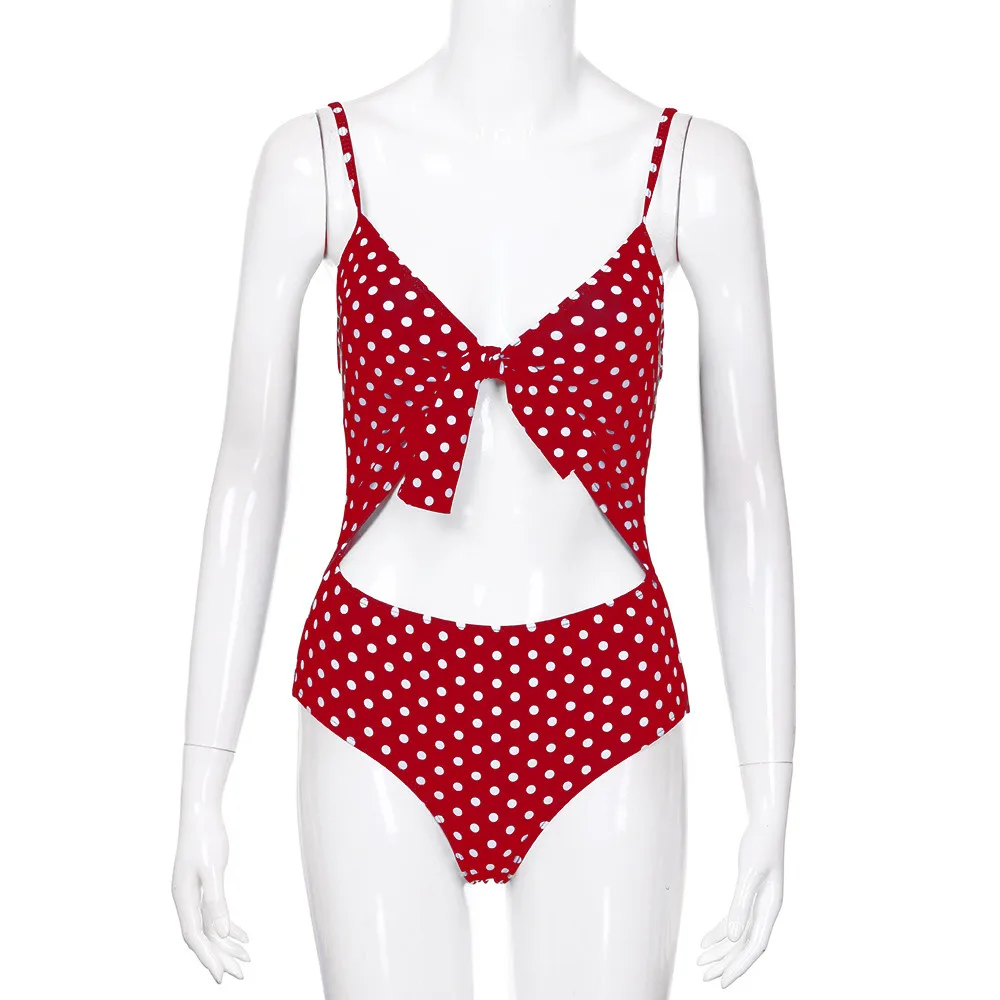 CHAMSGEND женский купальник в горошек с галстуком-бабочкой, Летний Пляжный комплект бикини, женский купальник для отдыха, купальный костюм для бассейна, Прямая поставка