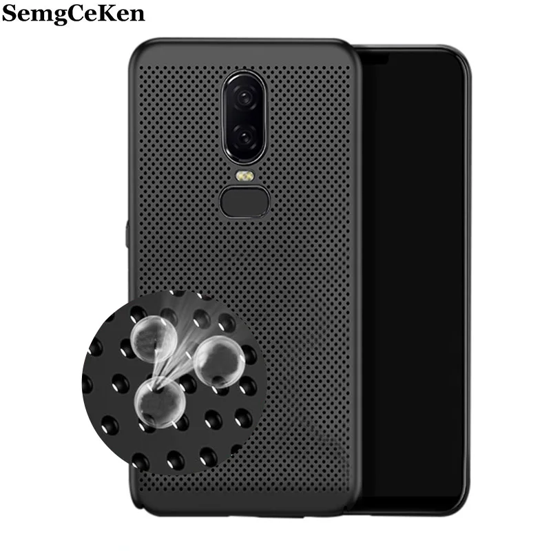 

SemgCeKen Radiating Case For oneplus 5 5t 6 6t t one plus 1+5 1+6 Breathable Mesh Phone hard plastic back coque etui capa Cover
