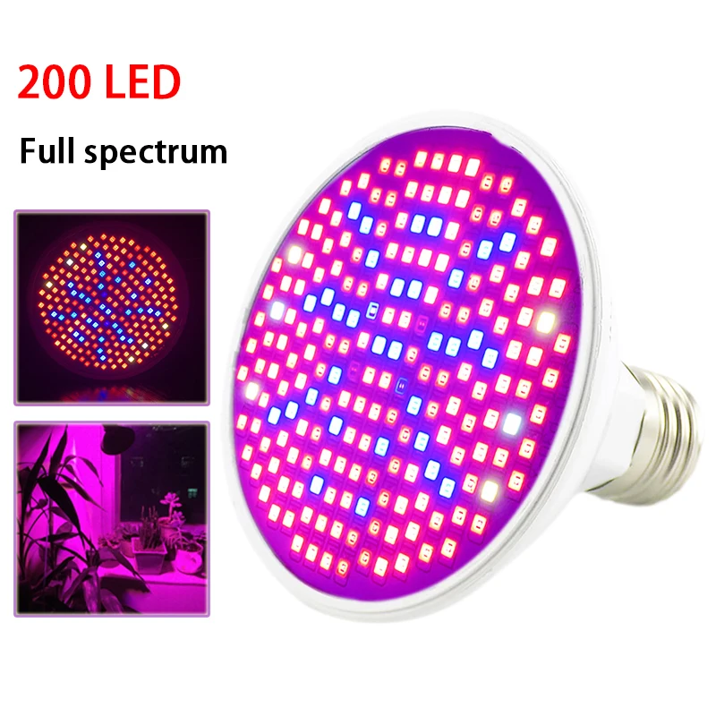 

new 200 LED Plant Grow Light Lamp UV IR Full spectrum Growing Bulbs Hydro for Flower seeds Veg Indoor Greenhouse growbox E27