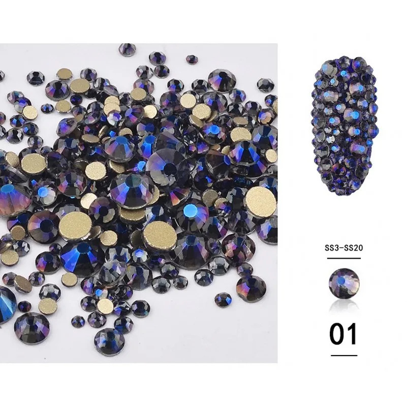 

SS3-SS20 1440Pcs Rhinestones Crystal Clear AB Non Hotfix Flatback Nail Rhinestoens For Clothes Nails 3D Nail Art Decoration YSf4