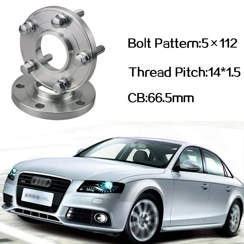 Jinke 2pcs 5x112 66.5CB Centric Wheel Spacer Hubs M14*1.5 Bolts For