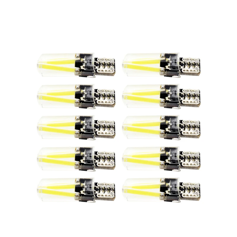 

10x T10 Canbus Car LED Silicone Lights T10 194 W6W No Error Filament COB Warm White Light Car Styling Red Ice Crystal Blue Color