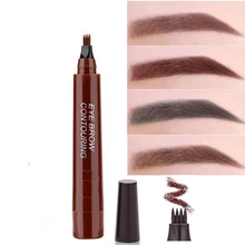 1 шт., карандаш для бровей, микроблейдинг, ручка для татуировки бровей, водостойкая, чернила, 4 головки, вилка, наконечник, эскиз, косметика, Новое поступление, Прямая поставка