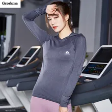 Пальто с капюшоном женская рубашка для йоги длинный рукав, дышащий Быстросохнущий Спортивный Топ для бега одежда сетка Фитнес футболка для занятий спортом femme