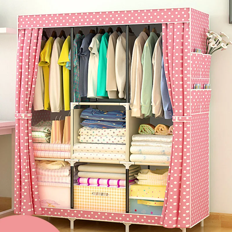 Non-woven Large Wardrobe Coffee Fabric Closet Portable Folding Dust-proof Waterproof Storage Cabinet Home Furniture