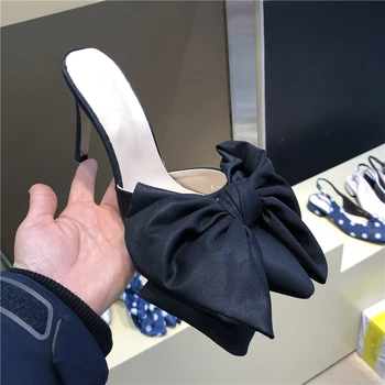 

Bowknots Pumps Women Mules Zapatos Mujer New Summer Slippers Ladies Pointed Toe High Heels Slides High-heeled Shoes Woman