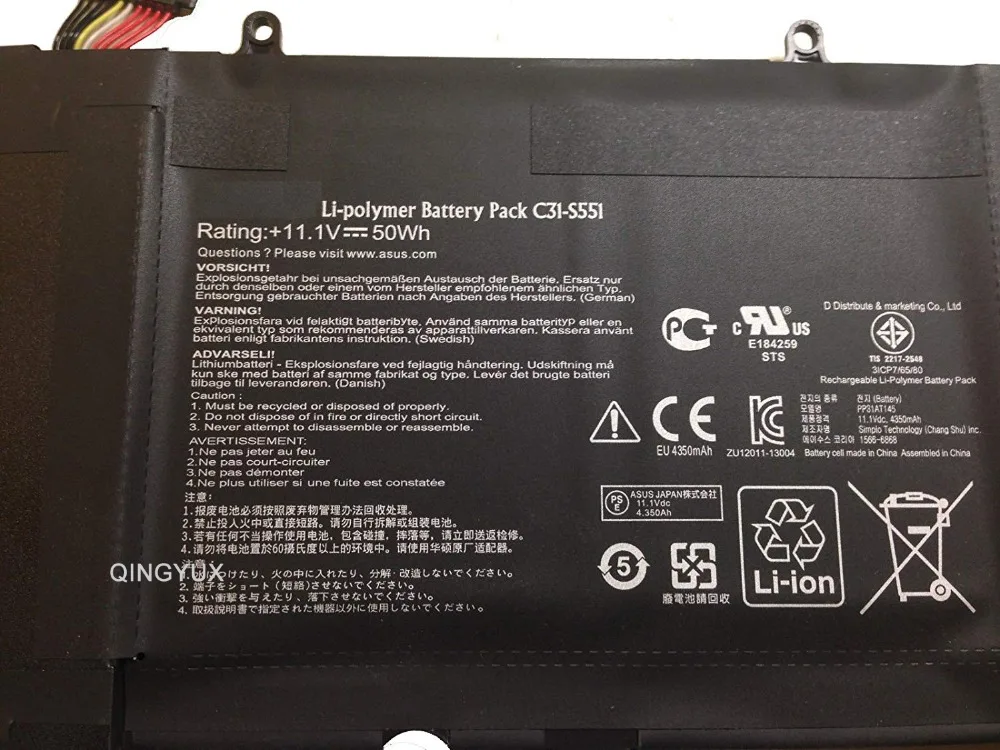 QINGYUX C31-S551 New 11.1V 50Wh Laptop Battery for Asus VivoBook V551L V551LA-DH51T QINGYUX C31-S551 New 11.1V 50Wh Laptop Battery for Asus VivoBook V551L V551LA-DH51T