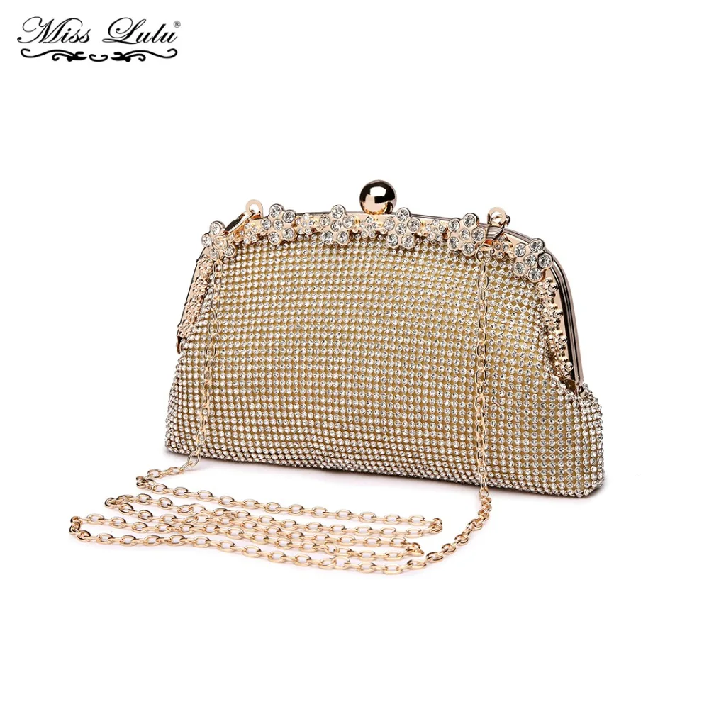 

Miss Lulu Women Designer Luxury Glittering Clutch Purse Ladies Envelope Evening Party Hand Bag Girls Chain Cross Body Bag LY1826