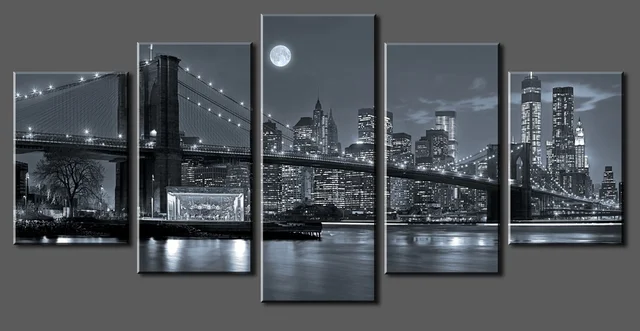 5 Panels New York City Canvas Paintings Home Decor Vintage Wall Art ... 5 Panels New York City Canvas Paintings Home Decor Vintage Wall Art ...