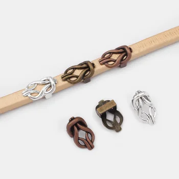 

10pcs Tibetan Silver/Brown/Copper Infinity Knot Slider Spacers For 10x6mm Licorice Leather Cord Bracelet Jewelry Making