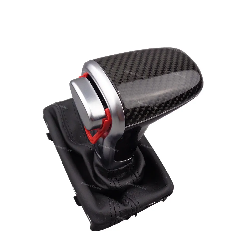 Upgraded Carbon Fiber Wood Lever Gear Shift Knob w/ Gaiter Boot AT LHD Only For Audi A6 C7 A7 2012- 4GD713139 4G1713139