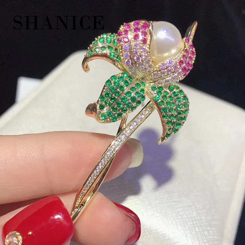 

SHANICE Rose brooch accessories pearl brooch ladies decorative high end all-match simple Korean luxury holiday gift