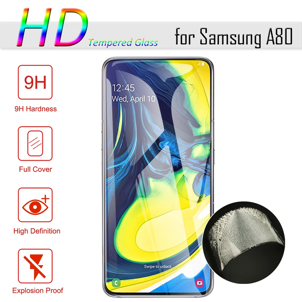 (2 шт) Закаленное стекло для samsung Galaxy A80 A70 защитное закаленное протектор экрана