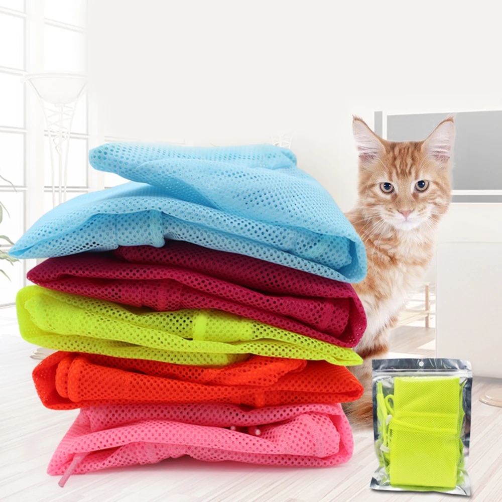 1pc Multifunctional Mesh Cat Grooming Bathing Restraint Bag Fixed Bag