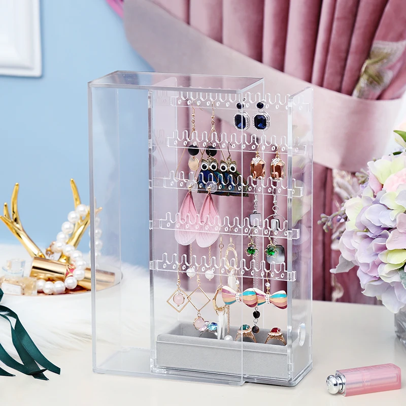  ANFEI New Transparent Crystal Jewelry Plastic PS Showing Shelf Necklace Bracelet Rack Earrings Hang