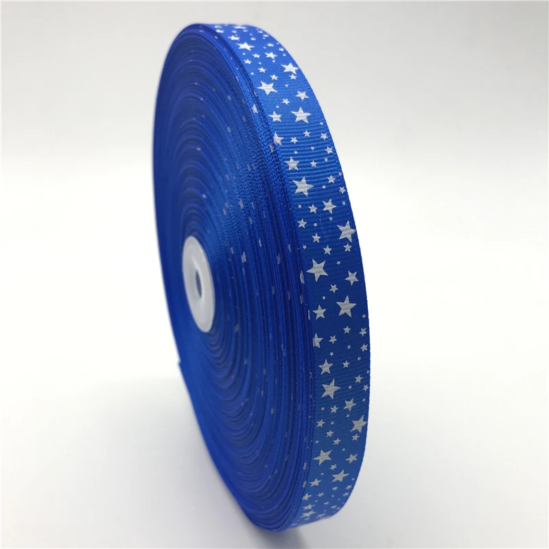 5Yards/lot 5/8" (15mm) Printed Star Grosgrain Ribbon Hair Bow Patry Wedding Christmas Decoration DIY Sewing