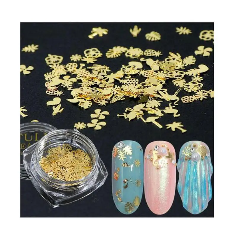 

1box Gold Hollow Star Moon Piece Nail Art Jewelry Findings Pendant Accessories DIY Charms Handmade UV Resin Mix Metal Flakes Art