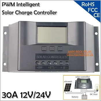 

12V/24V 30A Solar Charge Controller Regulator with LCD Display, Automatic Identification System Voltage,Controlador De Carga 30A