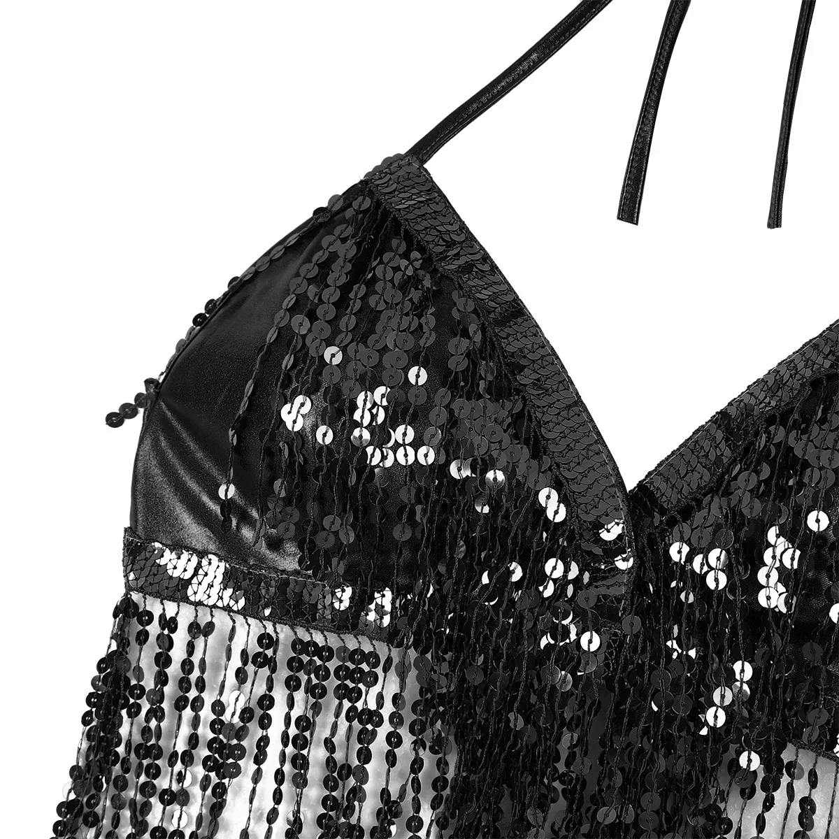 TiaoBug для женщин Мода Холтер бюстгальтер топ с блестки латунь танец живота костюм клубвечерние Вечеринка фестиваль Rave пикантные