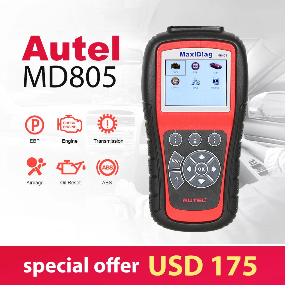 

AUTEL MaxiDiag Elite MD805 All Systems Diagnostic Tool EPB/OIL Service Reset MD802 OBDII Scanner MD 805 Code Reader MD808 Pro