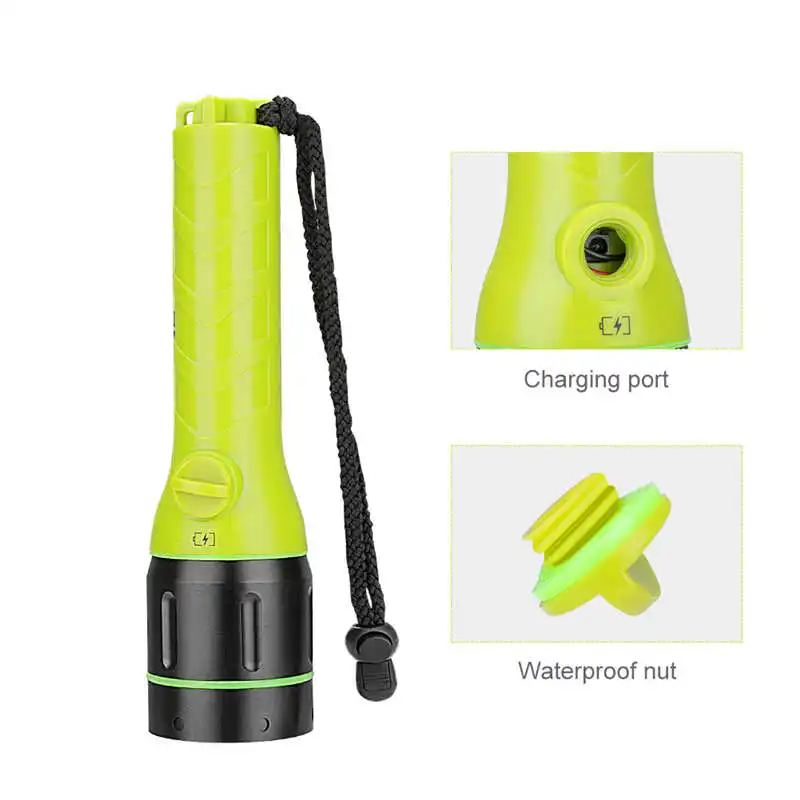 Outdoor Underwater fanatic Diving torch flashlight t6 powerful led flashlight waterproof lanterna led recarregavel #4S10 (2)