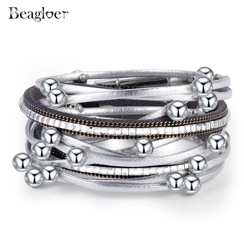 

Beagloer Bracelets & Bangles For Women Men Leather New Femme Bead Multiple Layers Charm Bracelet Party Jewelry Gift Dropshipping