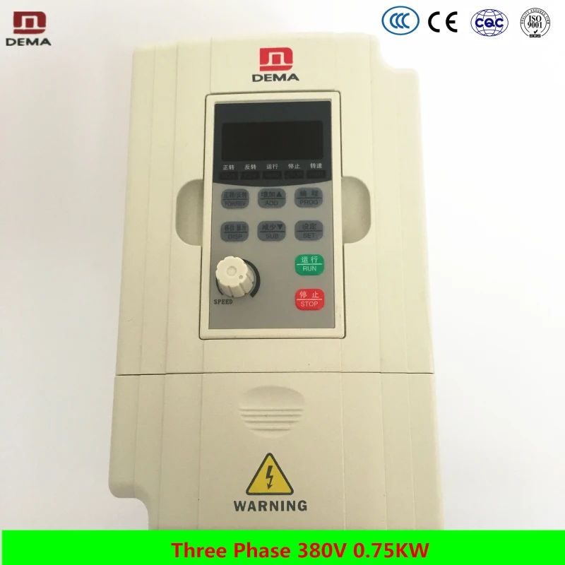 

DEMA VF control VFD Motor Variable speed drive Frequency Inverter 3Phase 380V Input 0.75KW Energy Saving Industry Equipment