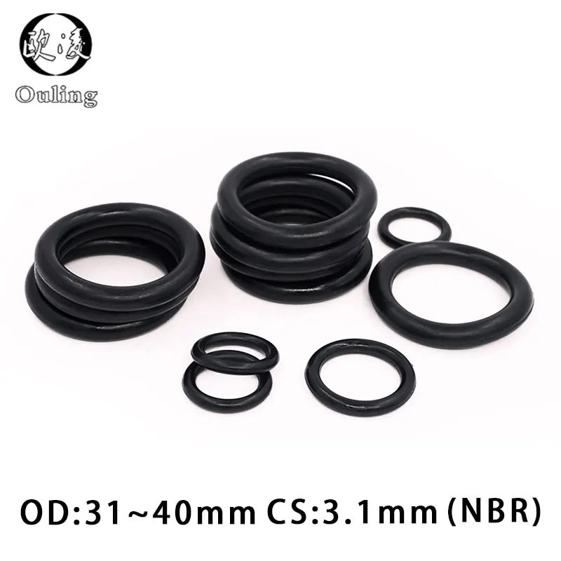 20 шт./лот резиновое кольцо NBR уплотнительное CS3.1mm OD31/32/33/34/35/36/37/38/39/40 мм