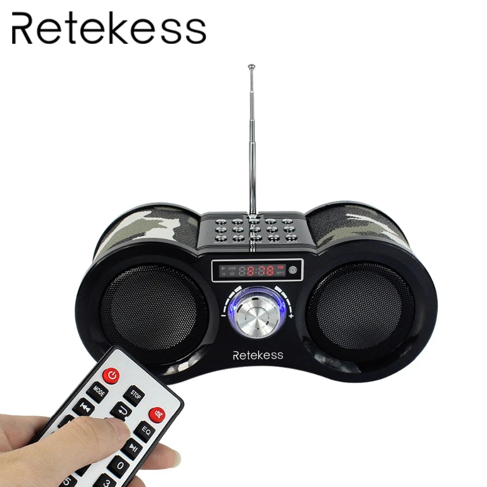Цифровая стереоколонка RETEKESS V113 камуфляжная fm радио USB/TF карта MP3 музыкальный
