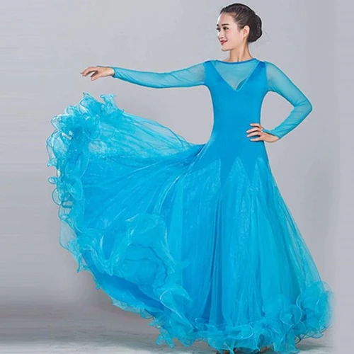 Цвета синий Вальс платье Румба стандартные гладкие танцевальные платья стандартное вечернее платье бальные танцы Конкурс платье бахрома - Цвет: Sky blue