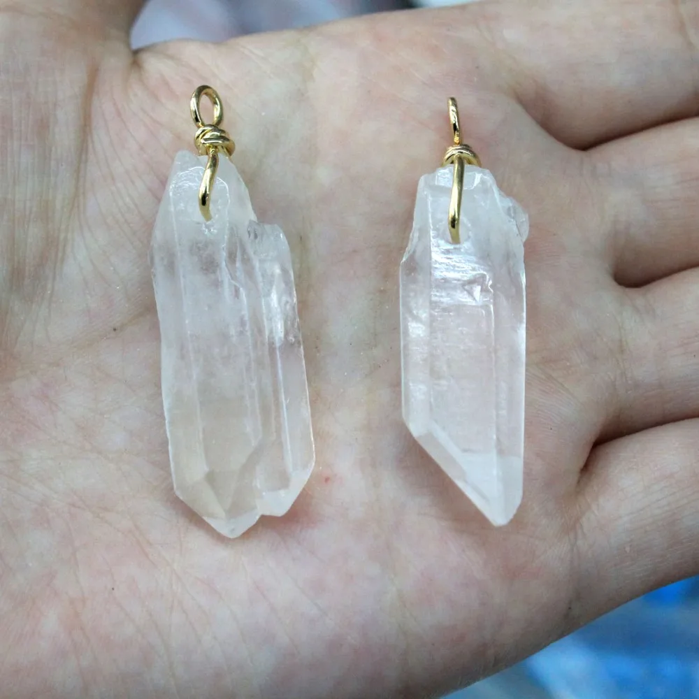 Натуральный уникальный белый кристалл столб неправильный камень кулон для женщин DIY Fit ожерелья для изготовления ювелирных изделий