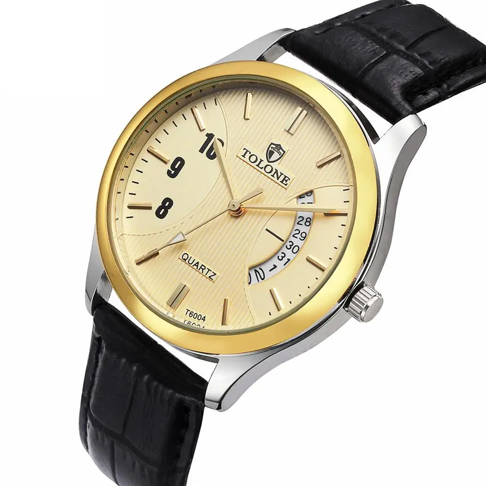 

Luxury Men's Date Watch Faux Leather Analog Quartz Business Gift Wrist Watch