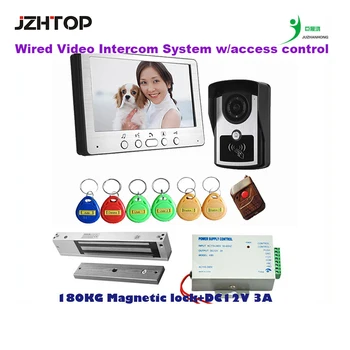 

DC12V 3A 180KG Magnetic Lock Wired 7 inches LCD IR Camera Video Doorbell Doorphone Intercom System SY815FCIDS Remote Control