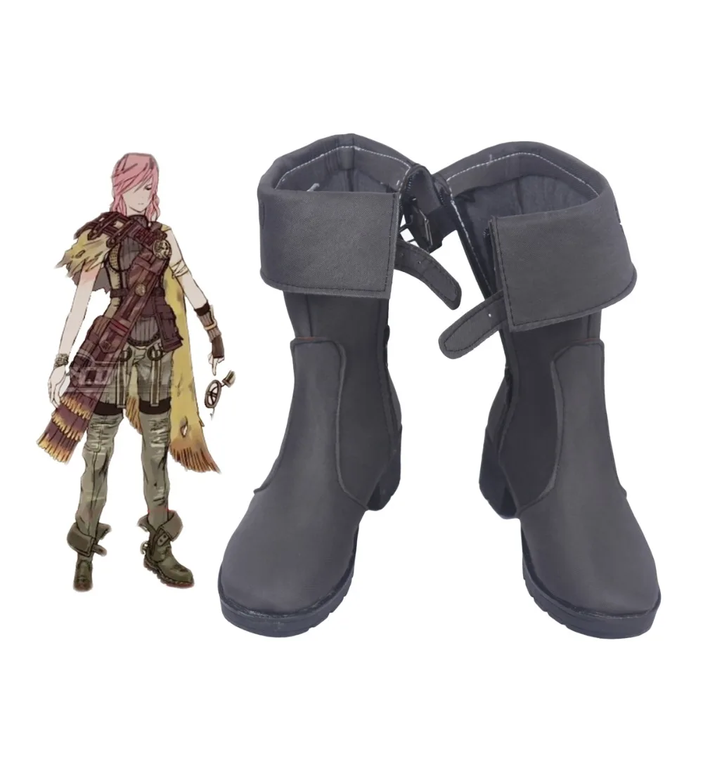 

FF13 Lightning Cosplay Boots Lightning Returns: Final Fantasy13 Lightning Eclair Farron Cosplay Shoes Grey Boots Custom Made