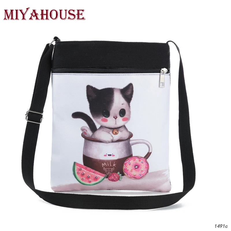 Miyahouse Женская милая Холщовая Сумка тоут с принтом кошек для девочек модная