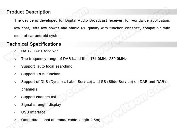 WITSON USB DAB+ приемник(DAB-001