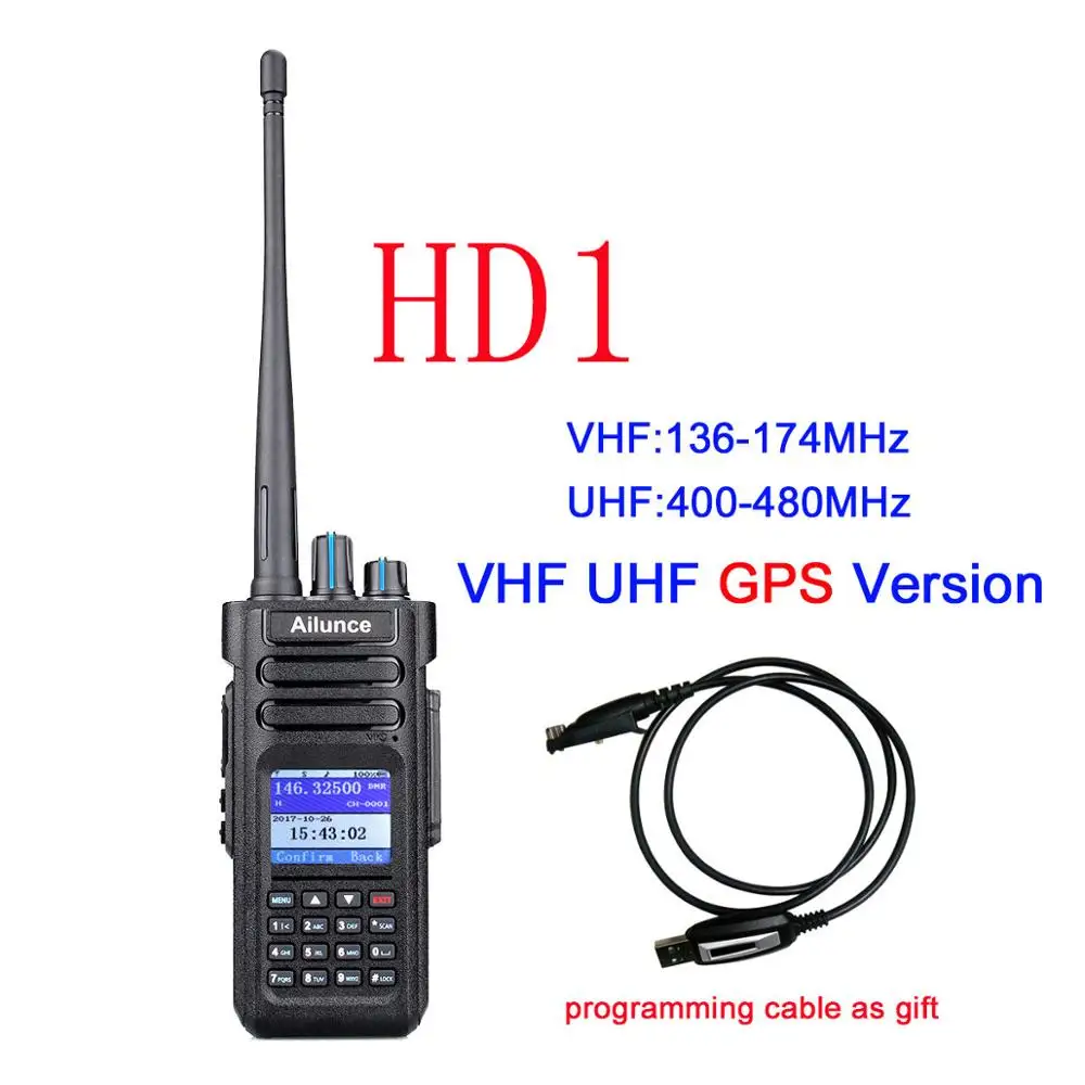 VHF UHF GPS version 2 шт. Retevis Ailunce HD1 DMR радио GPS Цифровой Walkie Talkie 10 Вт УКВ Dual Band Любительское радио Амадор КВ трансивер Рации - Цвет: VHF UHF GPS version