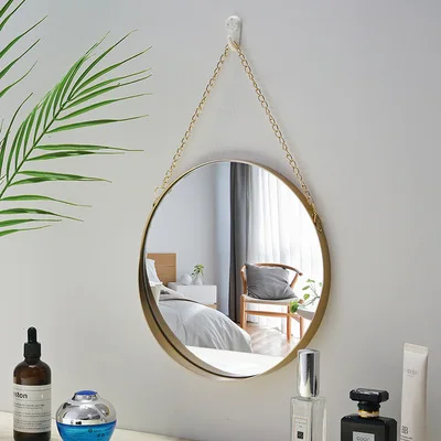 Скандинавское настенное декоративное зеркало, подвесное зеркало для макияжа, современное стильное в рамке для домашнего декора ванной комнаты