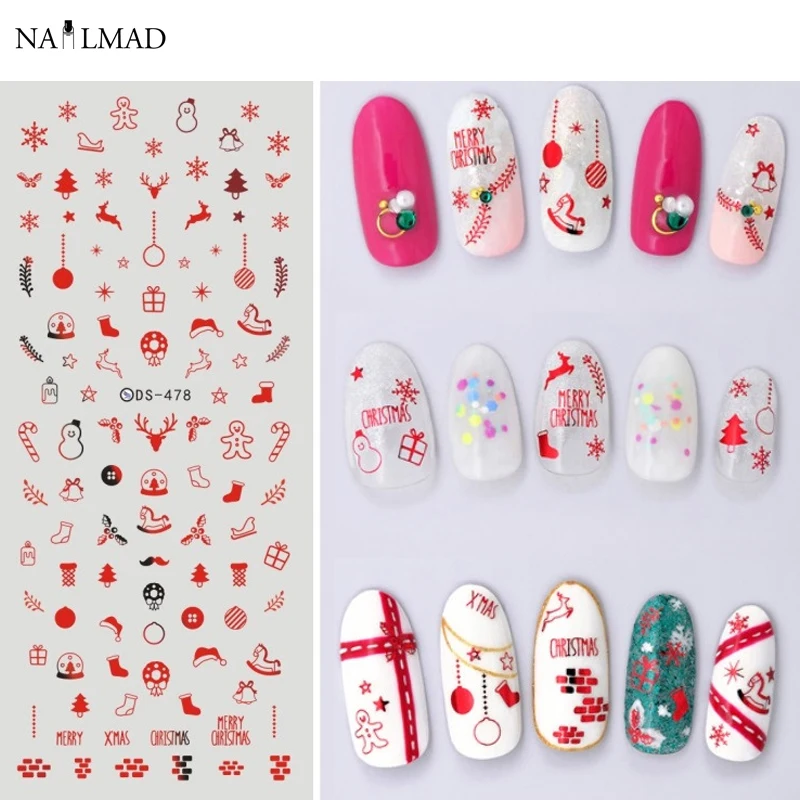 

1 Sheet Christmas Snowman Nail Water Decals Snowflake Nail Art Transfer Stickers Deer Pattern Water Slide