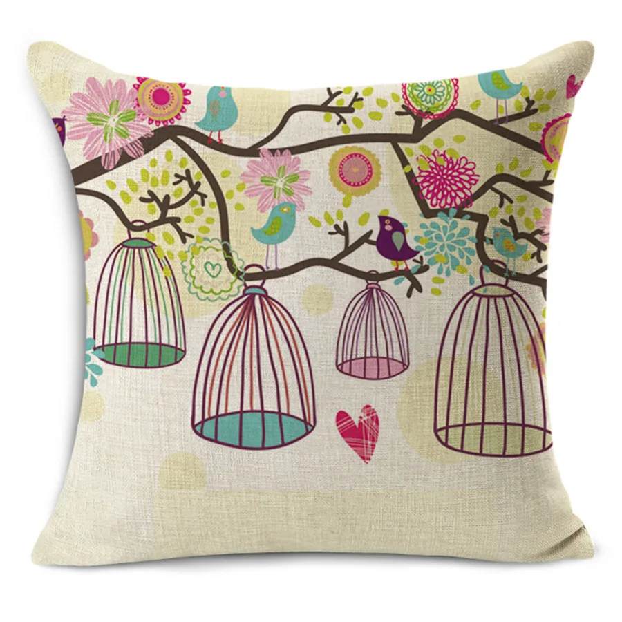 Colorful Bird Printed Parrot Decor Linen Cotton Chair Cushions Home Decorative Throw Pillows Coussin Decoratif Almofadas cojines Colorful Bird Printed Parrot Decor Linen Cotton Chair Cushions Home Decorative Throw Pillows Coussin Decoratif Almofadas cojines